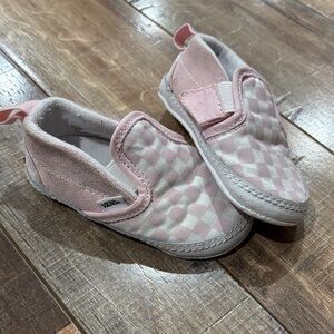 Vans Kids Pink and White Checkered Slip-On Sneakers